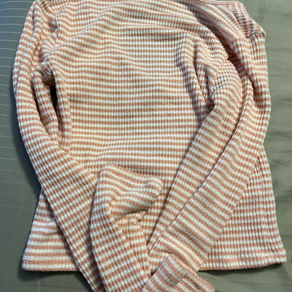 White and pink, striped, long sleeve, Size Small, Brand: Forever 21